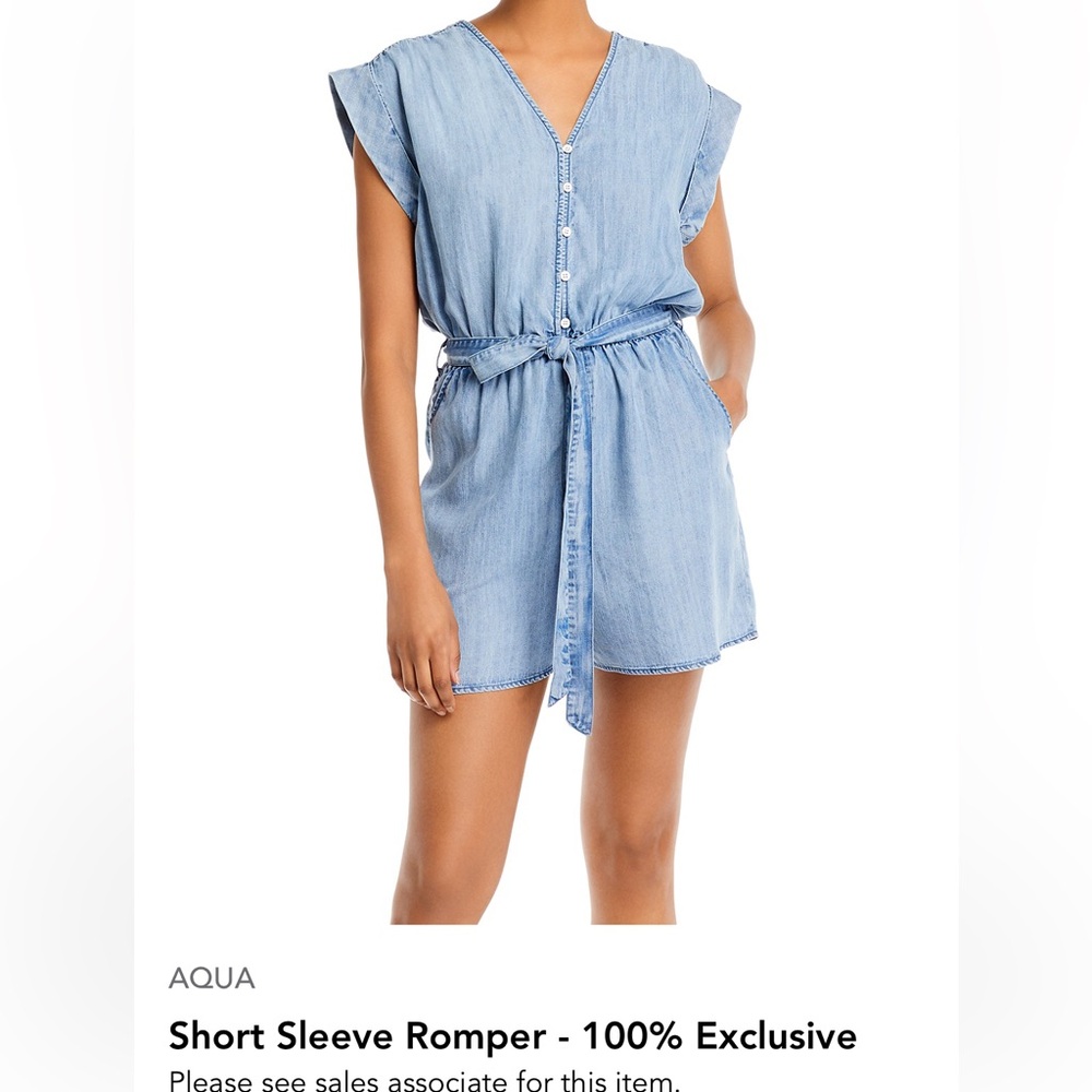 Aqua Tencel Chambray denim romper